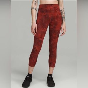 Lululemon Wunder Train High Rise Crop Ombre Red Multi Women’s Leggings Size 14